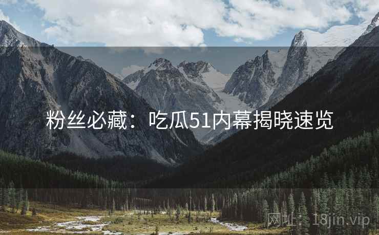 粉丝必藏：吃瓜51内幕揭晓速览